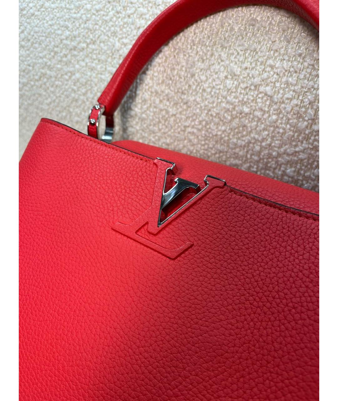 LOUIS VUITTON Красная кожаная сумка с короткими ручками, фото 8