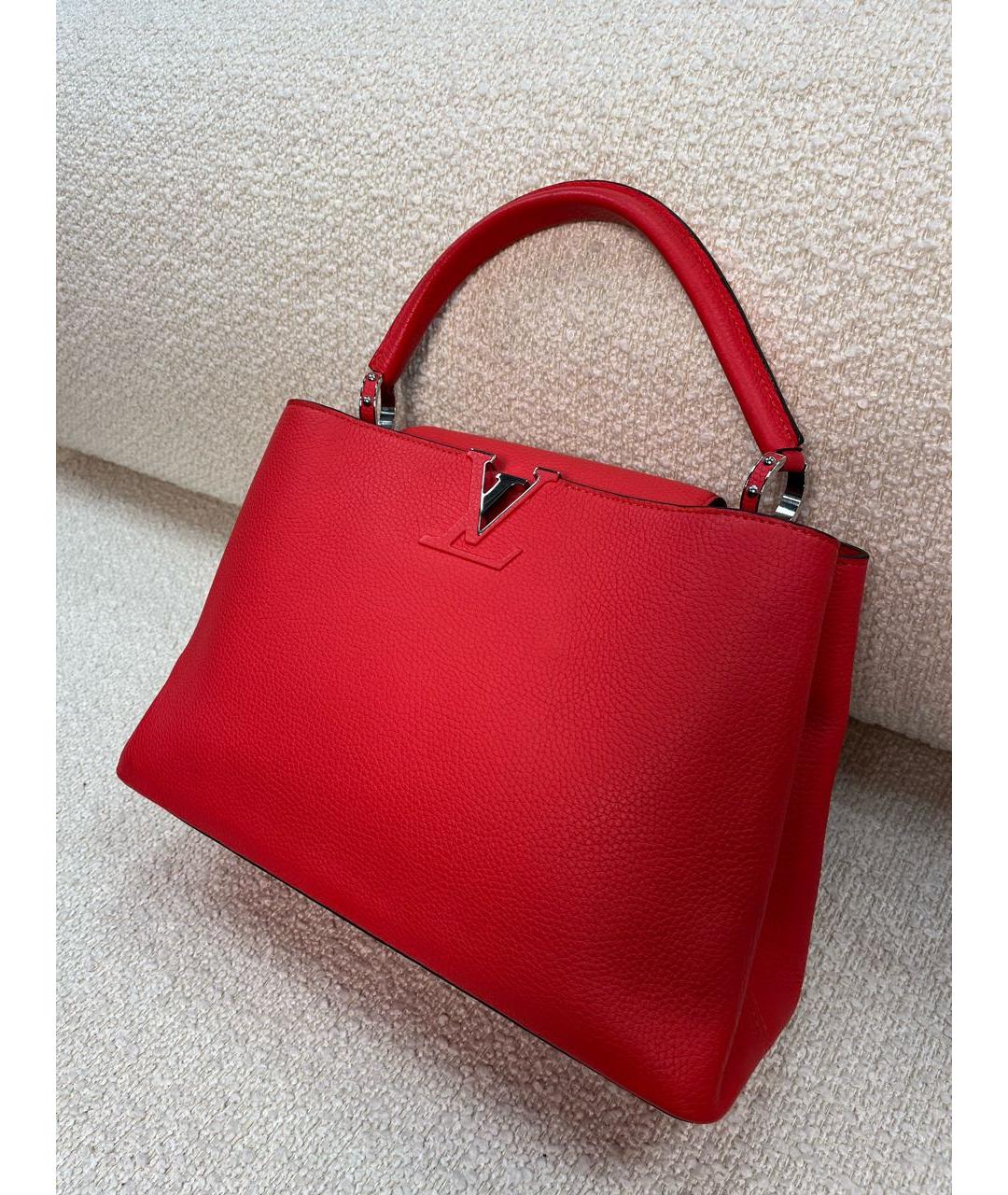 LOUIS VUITTON Красная кожаная сумка с короткими ручками, фото 5