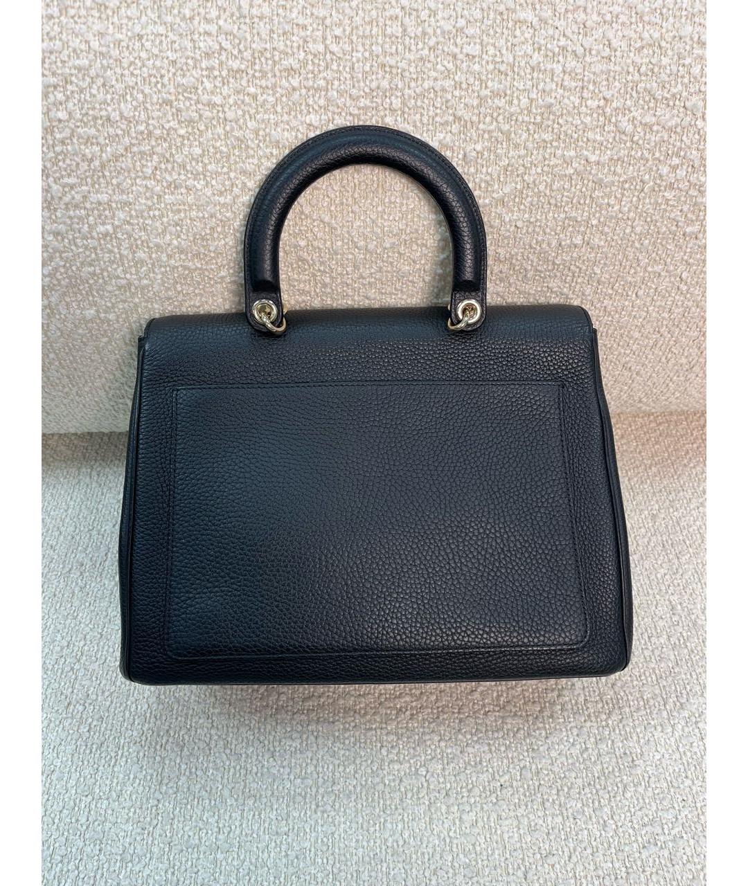 CHRISTIAN DIOR Черная кожаная сумка с короткими ручками, фото 3