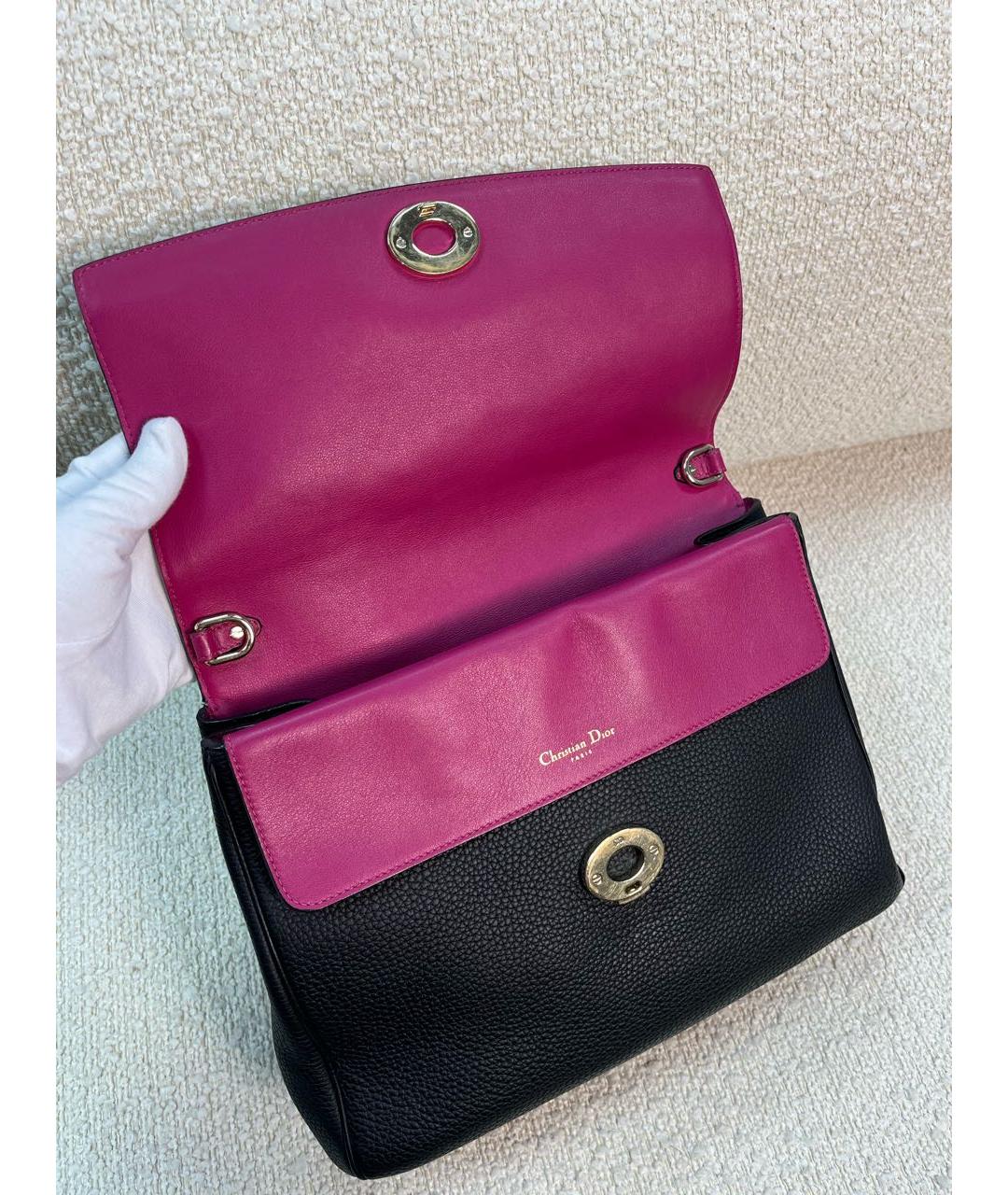 CHRISTIAN DIOR Черная кожаная сумка с короткими ручками, фото 6