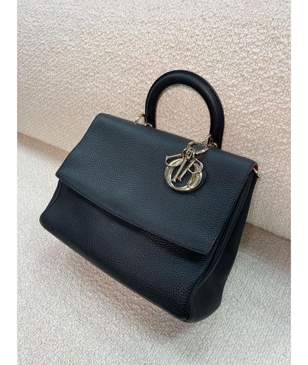 CHRISTIAN DIOR Черная кожаная сумка с короткими ручками, фото 5