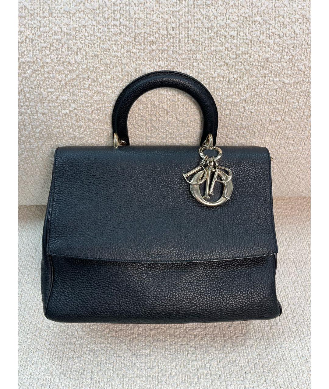 CHRISTIAN DIOR Черная кожаная сумка с короткими ручками, фото 9