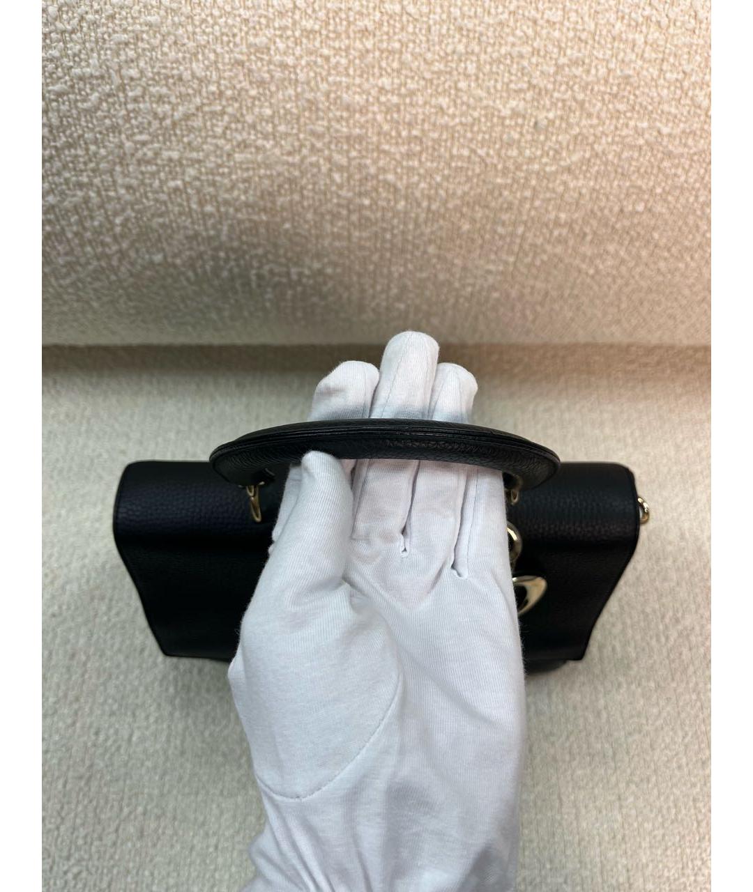 CHRISTIAN DIOR Черная кожаная сумка с короткими ручками, фото 8