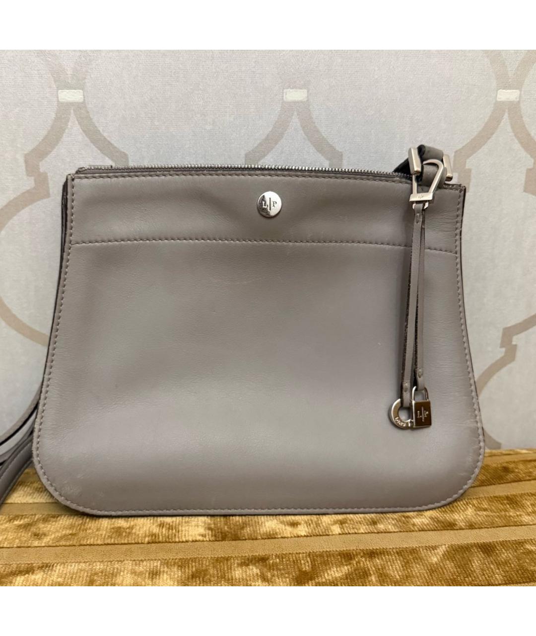 LORO PIANA Серая кожаная сумка через плечо, фото 9