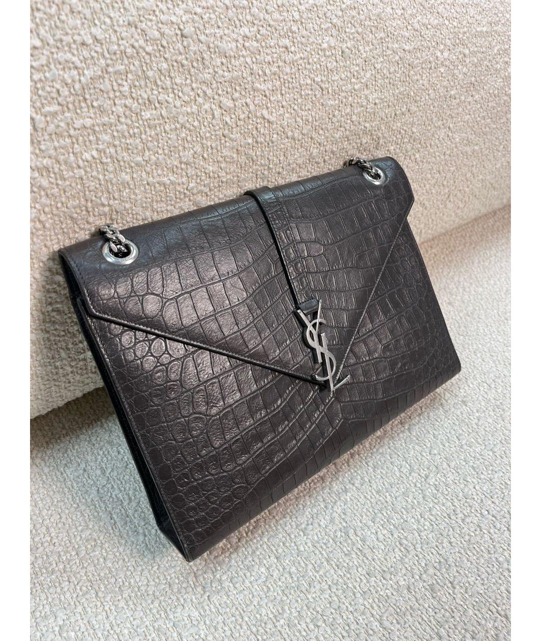 SAINT LAURENT Коричневая кожаная сумка через плечо, фото 2