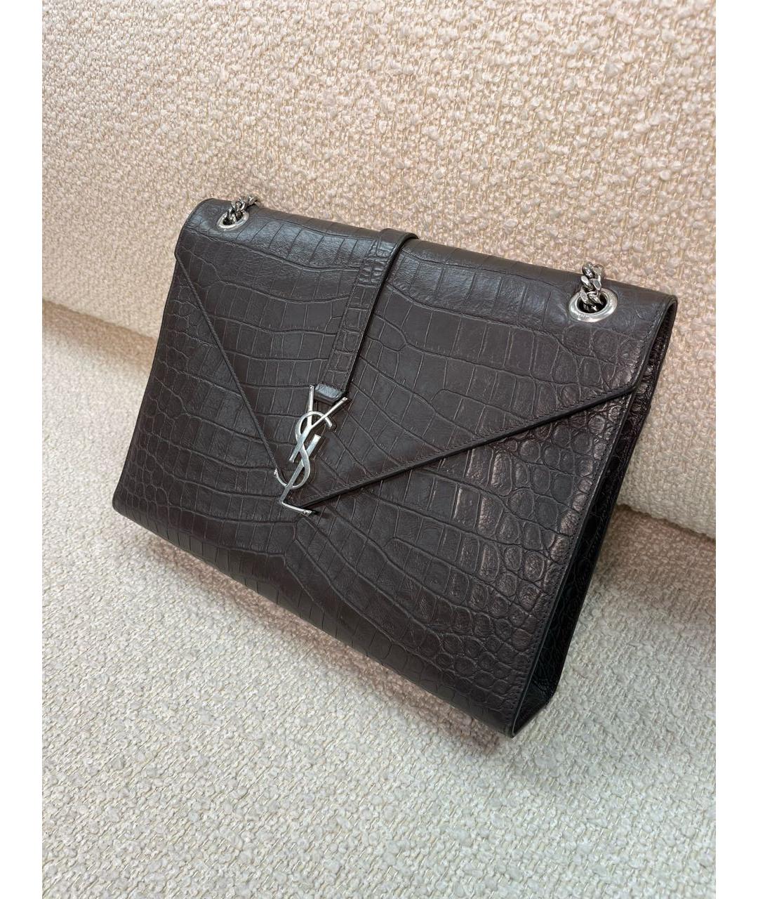 SAINT LAURENT Коричневая кожаная сумка через плечо, фото 5