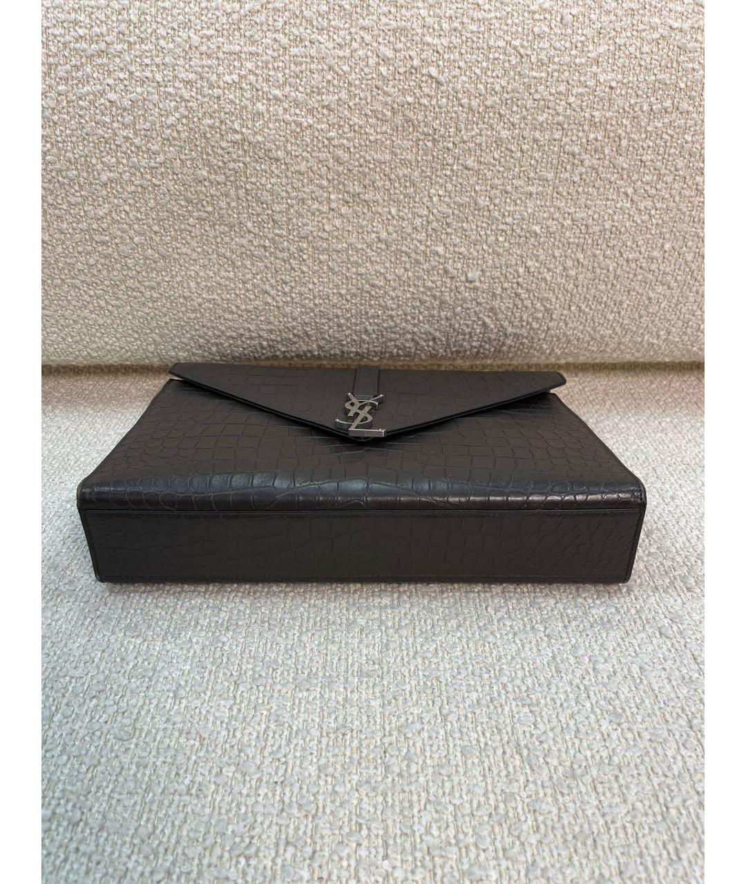 SAINT LAURENT Коричневая кожаная сумка через плечо, фото 6