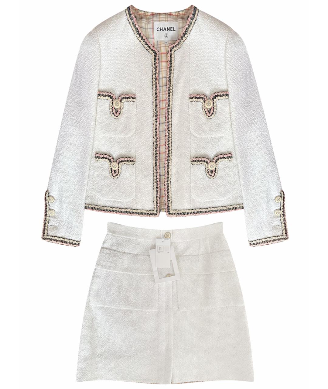 CHANEL Белый твидовый костюм с юбками, фото 1