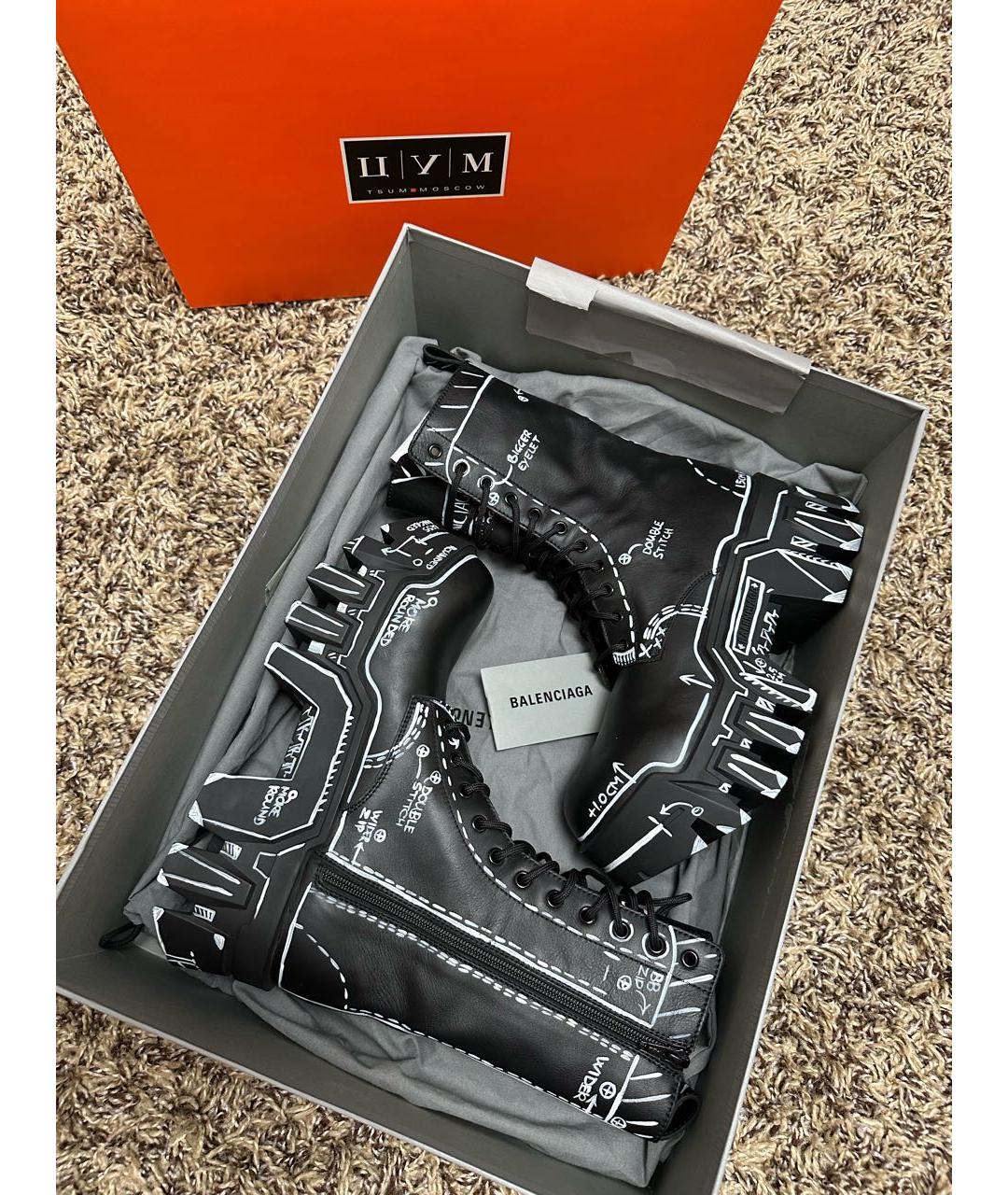 BALENCIAGA Черные кожаные высокие ботинки, фото 6