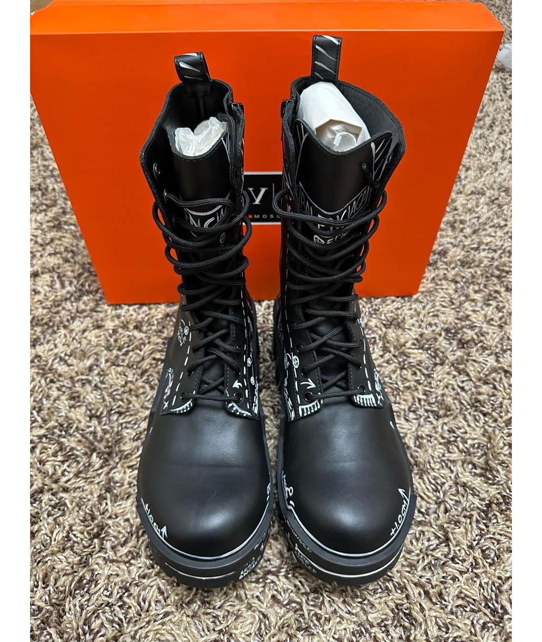 BALENCIAGA Черные кожаные высокие ботинки, фото 4