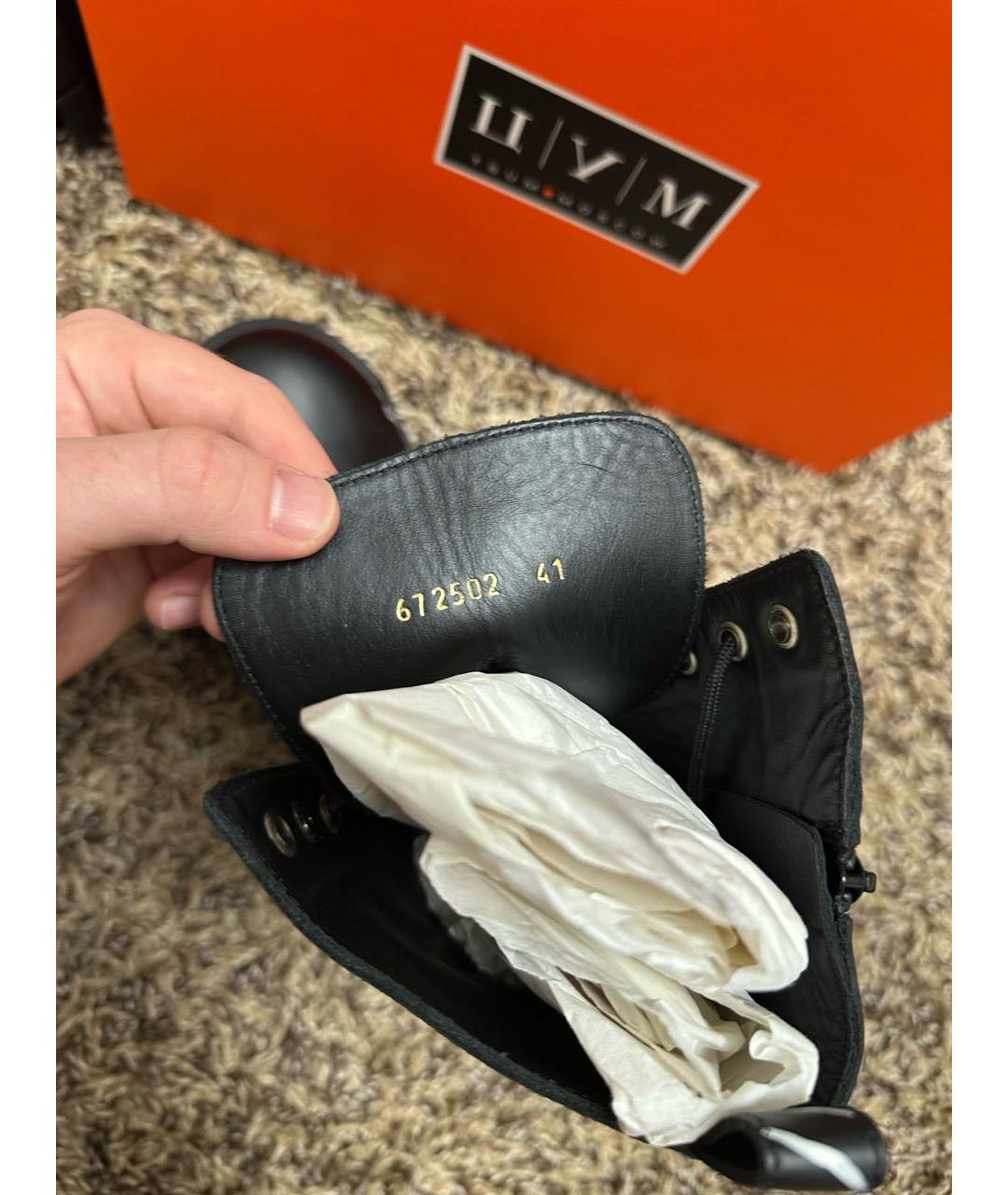 BALENCIAGA Черные кожаные высокие ботинки, фото 8