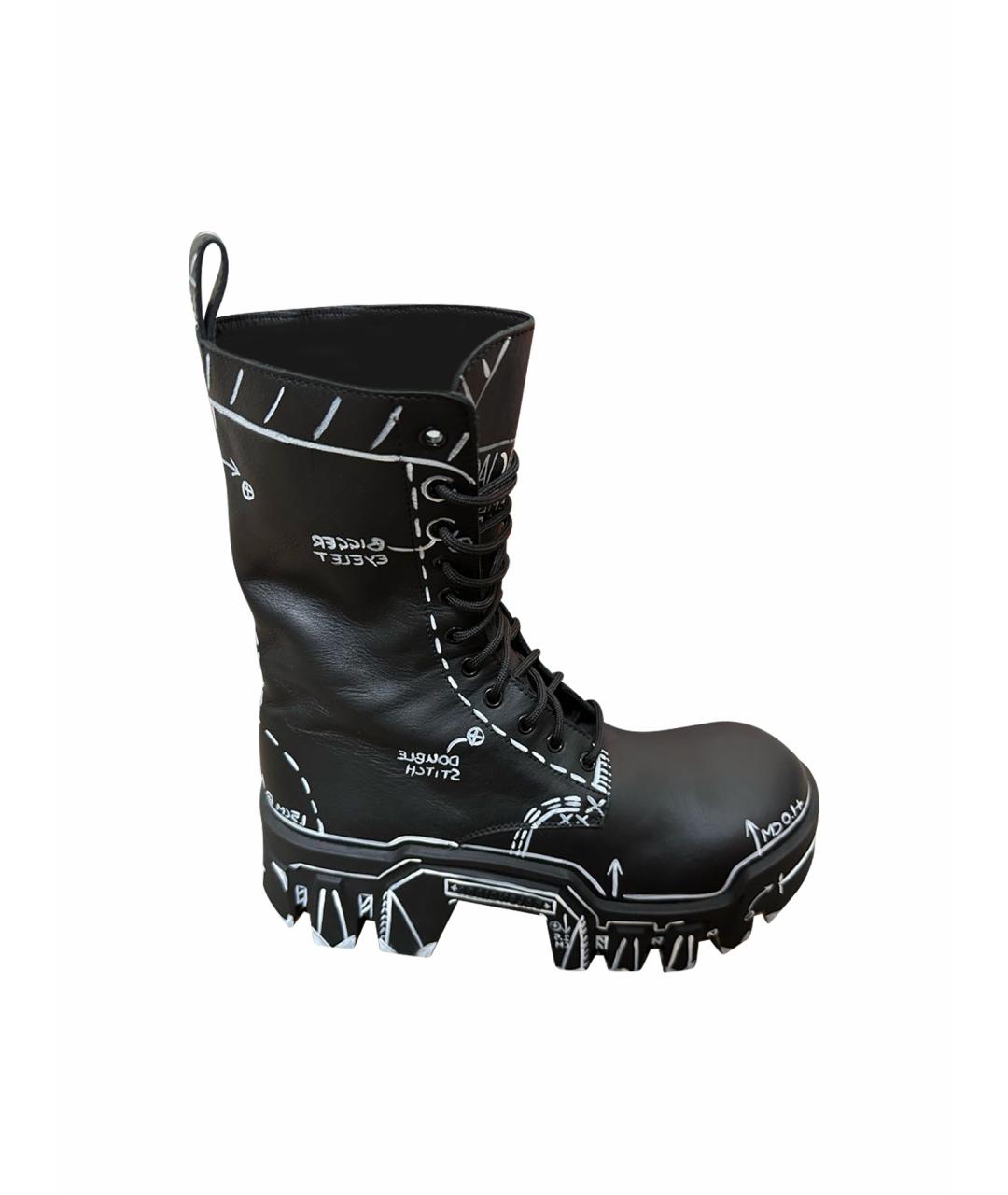 BALENCIAGA Черные кожаные высокие ботинки, фото 1