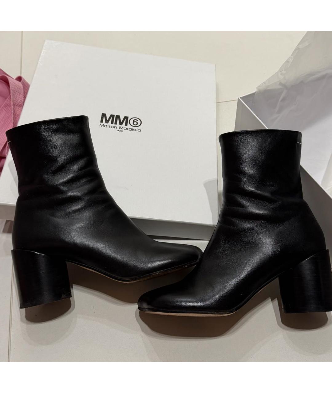 MM6 MAISON MARGIELA Черные кожаные ботильоны, фото 2