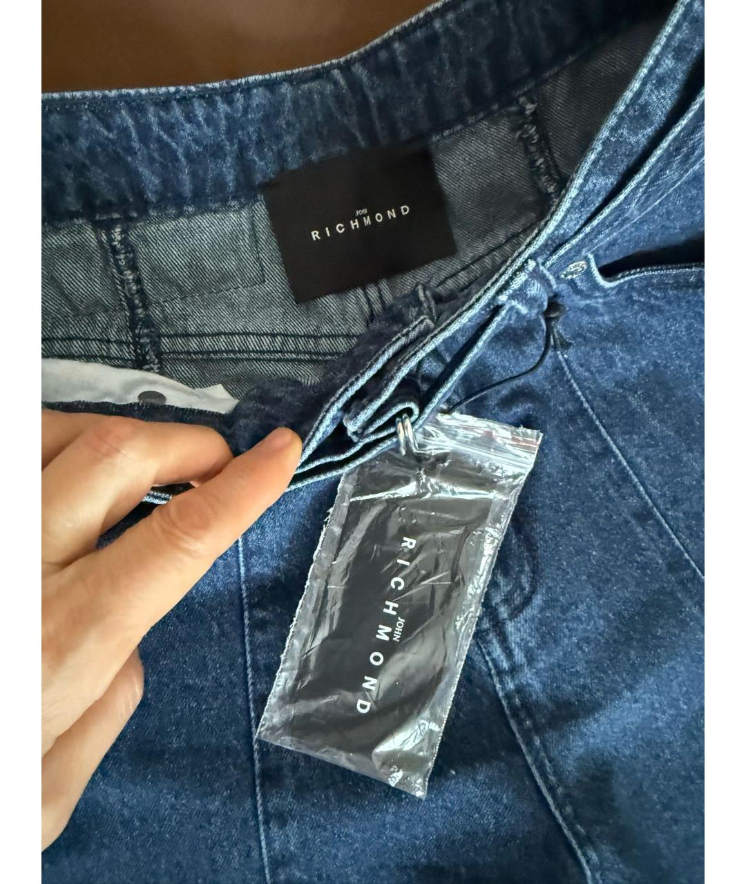JOHN RICHMOND Синие хлопковые прямые джинсы, фото 3