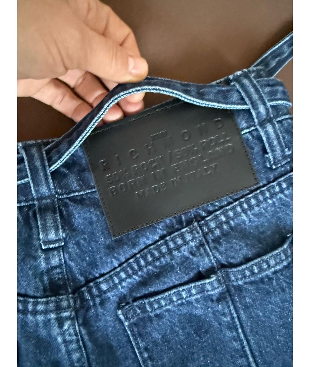 JOHN RICHMOND Синие хлопковые прямые джинсы, фото 2