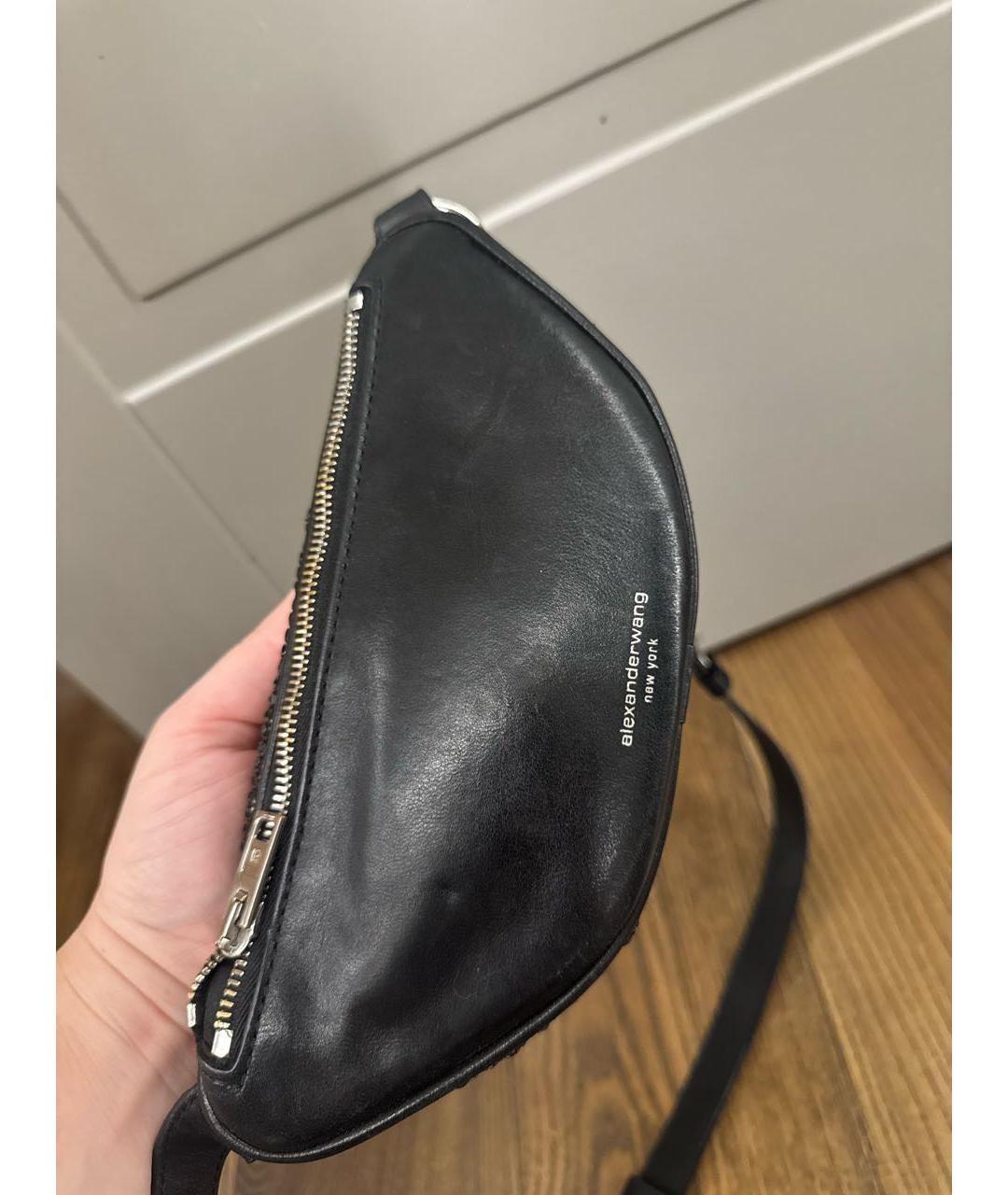 ALEXANDER WANG Черная кожаная сумка через плечо, фото 3