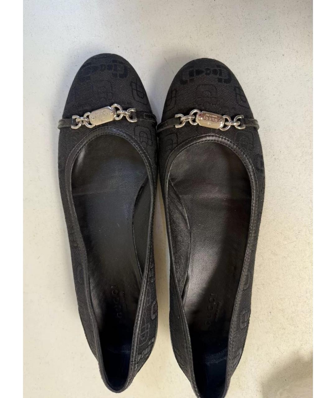 GUCCI Черные текстильные балетки, фото 3