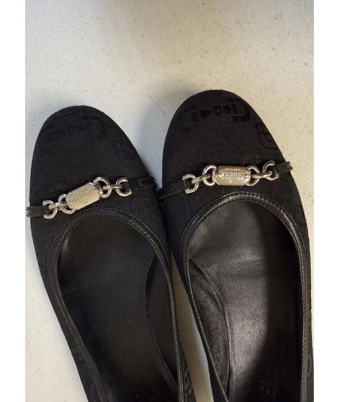 GUCCI Черные текстильные балетки, фото 4