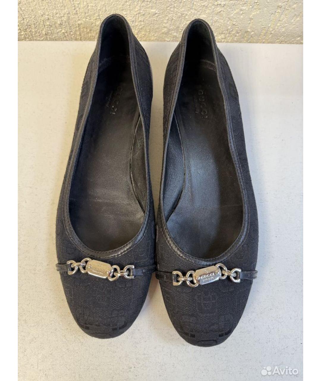 GUCCI Черные текстильные балетки, фото 2