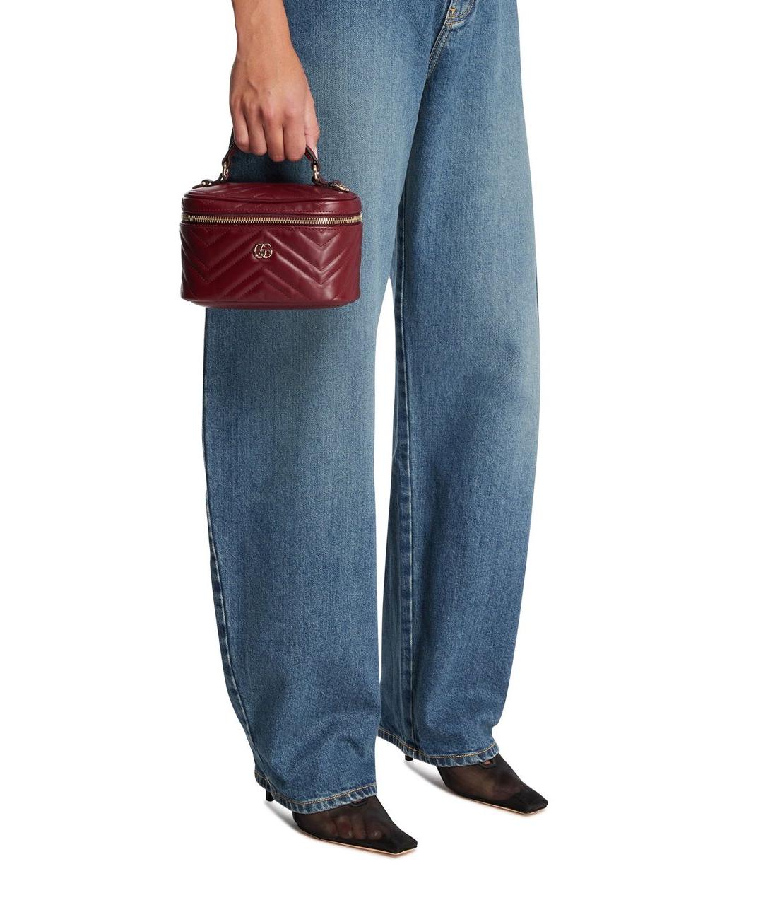 GUCCI Бордовая кожаная сумка через плечо, фото 2