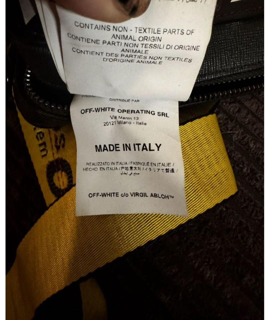 OFF-WHITE Черная кожаная поясная сумка, фото 6