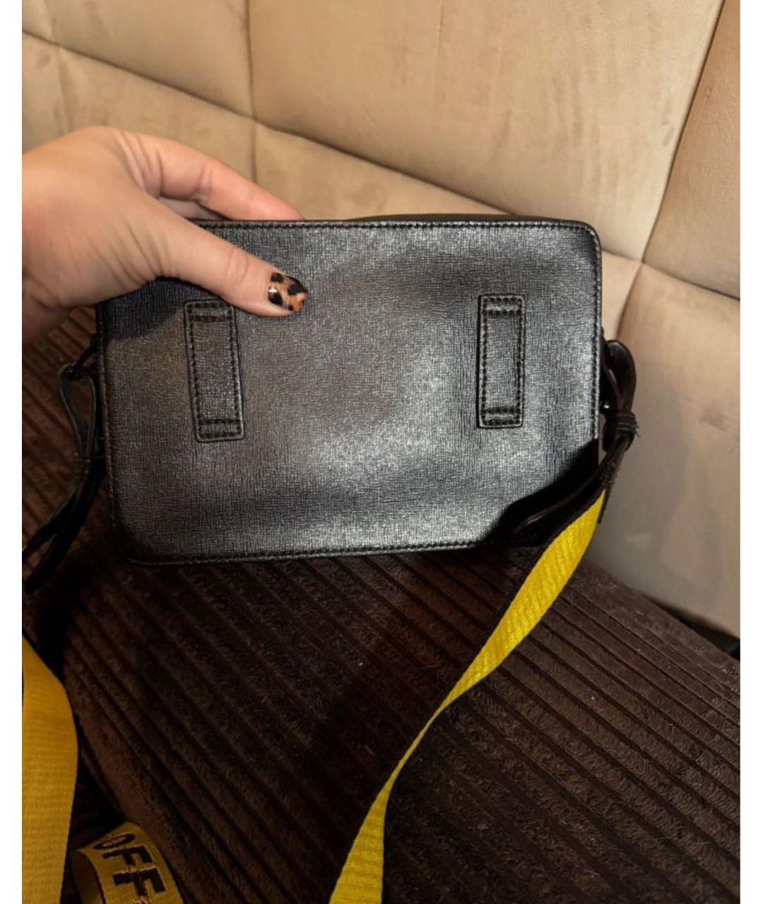 OFF-WHITE Черная кожаная поясная сумка, фото 3