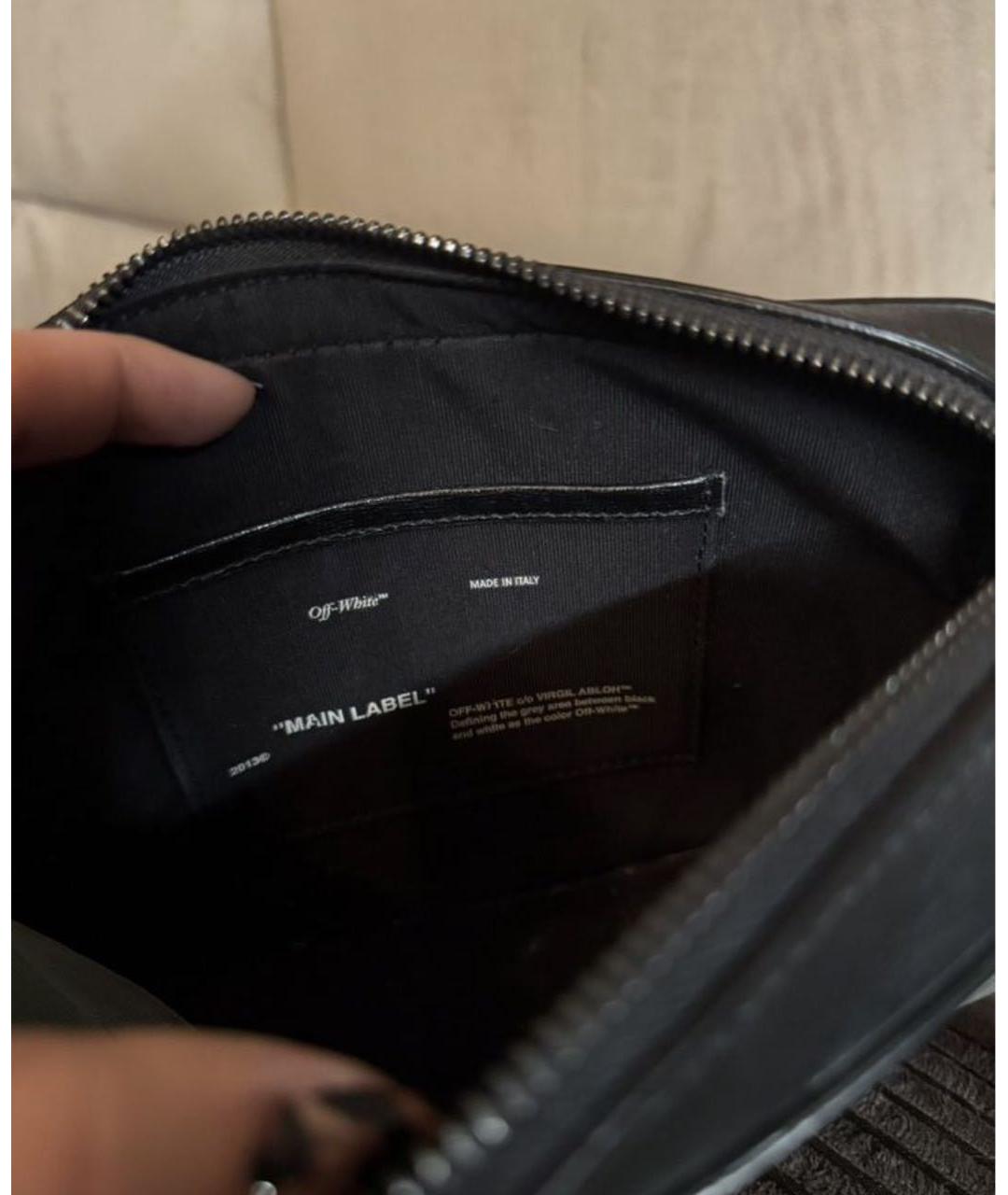 OFF-WHITE Черная кожаная поясная сумка, фото 4