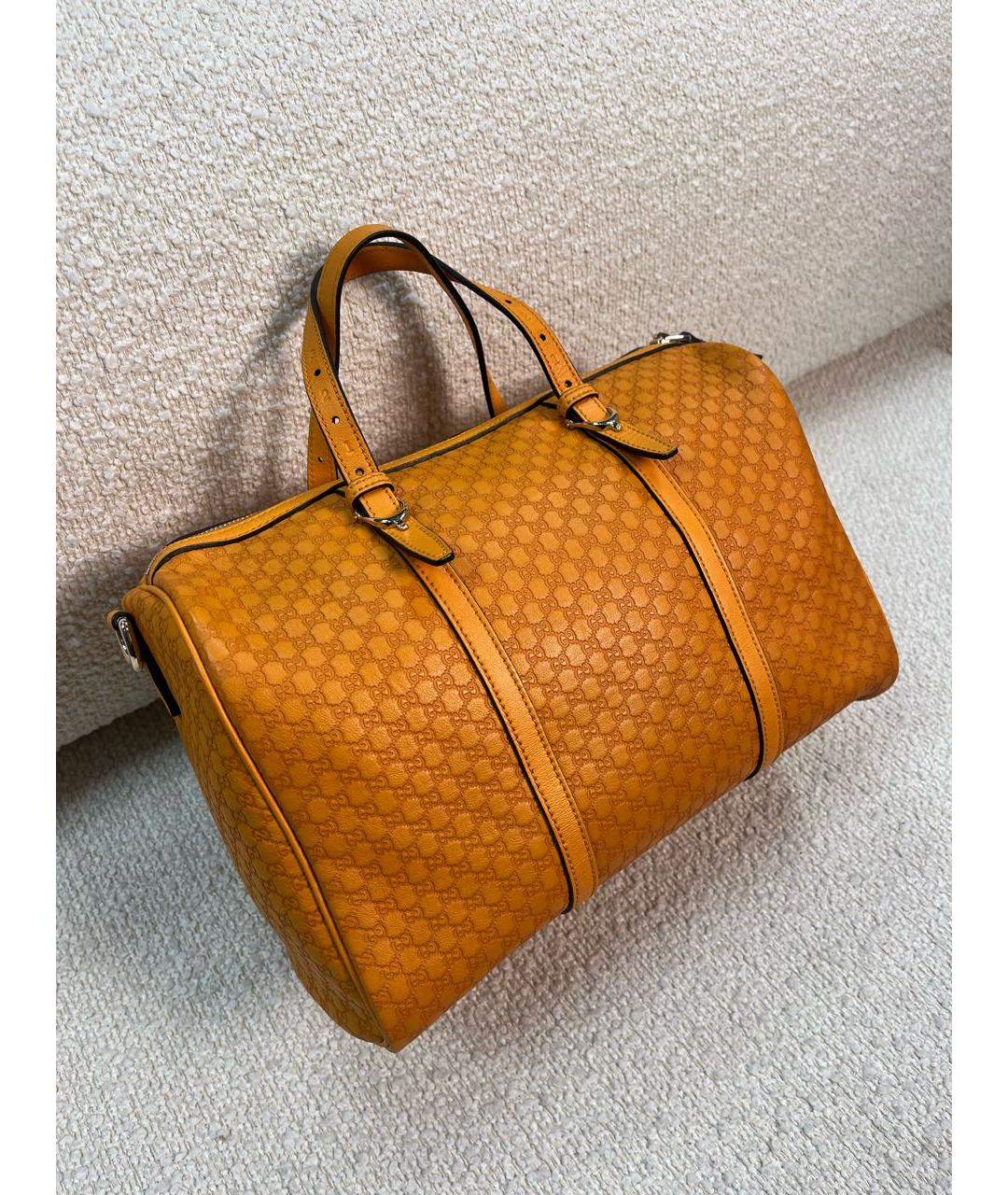 GUCCI Оранжевая кожаная сумка с короткими ручками, фото 2