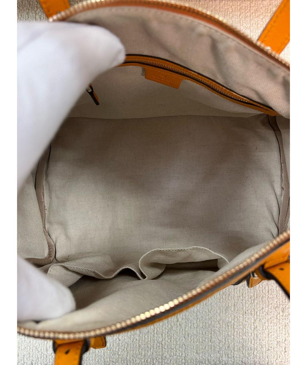 GUCCI Оранжевая кожаная сумка с короткими ручками, фото 4