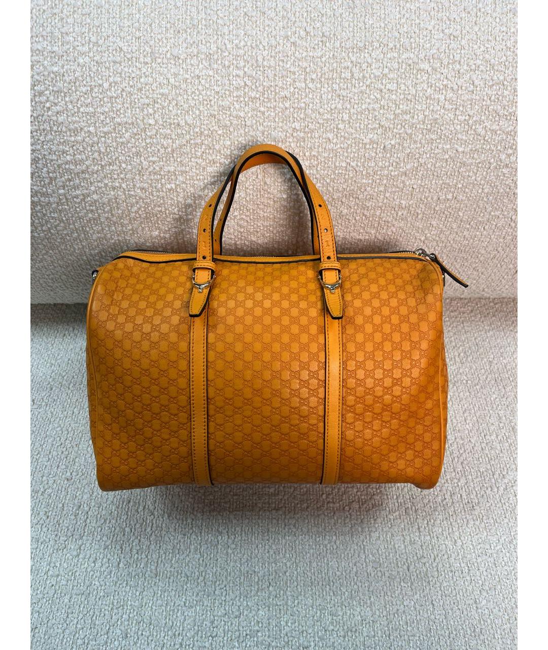 GUCCI Оранжевая кожаная сумка с короткими ручками, фото 9