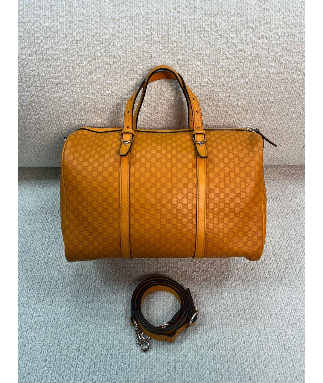 GUCCI Оранжевая кожаная сумка с короткими ручками, фото 3