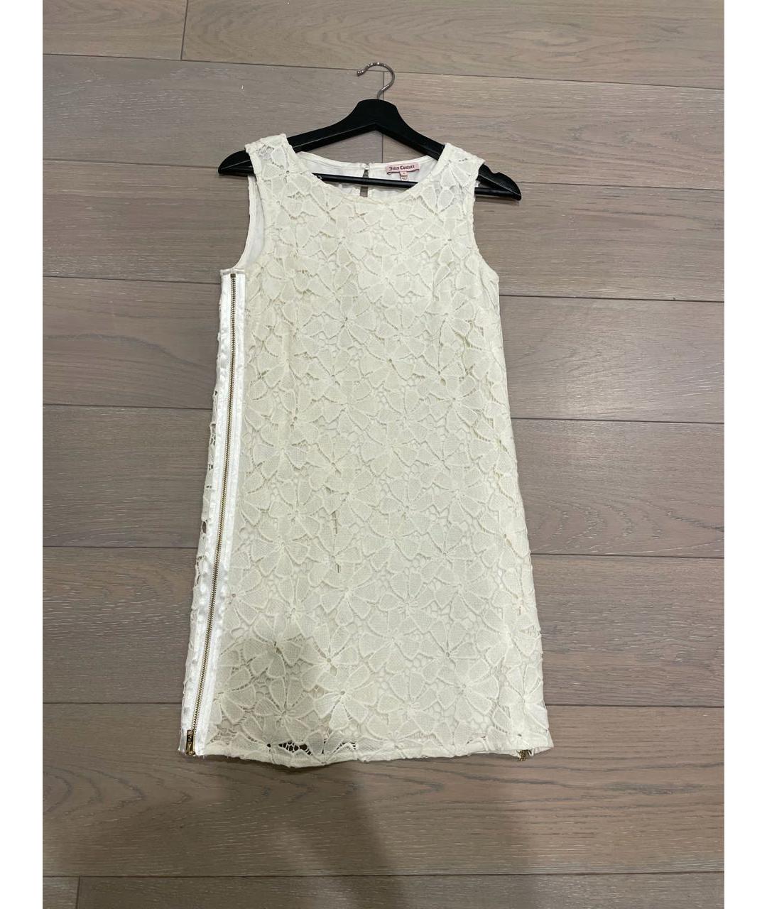 JUICY COUTURE Белое кружевное коктейльное платье, фото 4