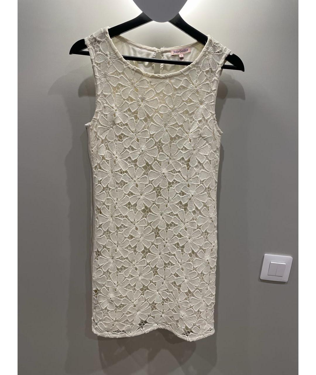 JUICY COUTURE Белое кружевное коктейльное платье, фото 5