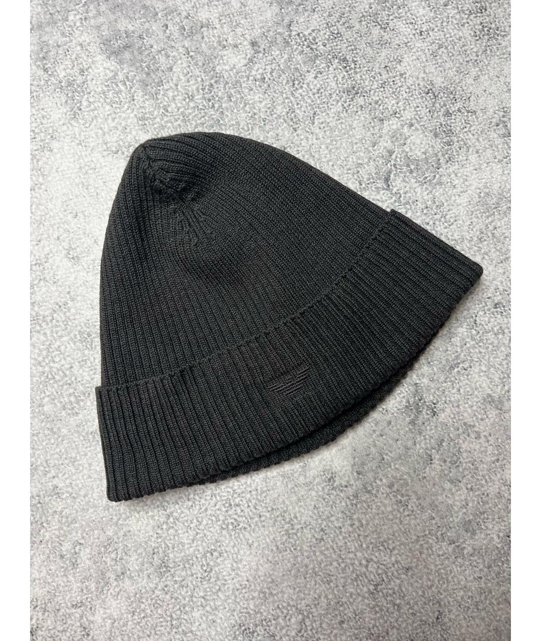 ARMANI JEANS Коричневая шерстяная шапка, фото 6