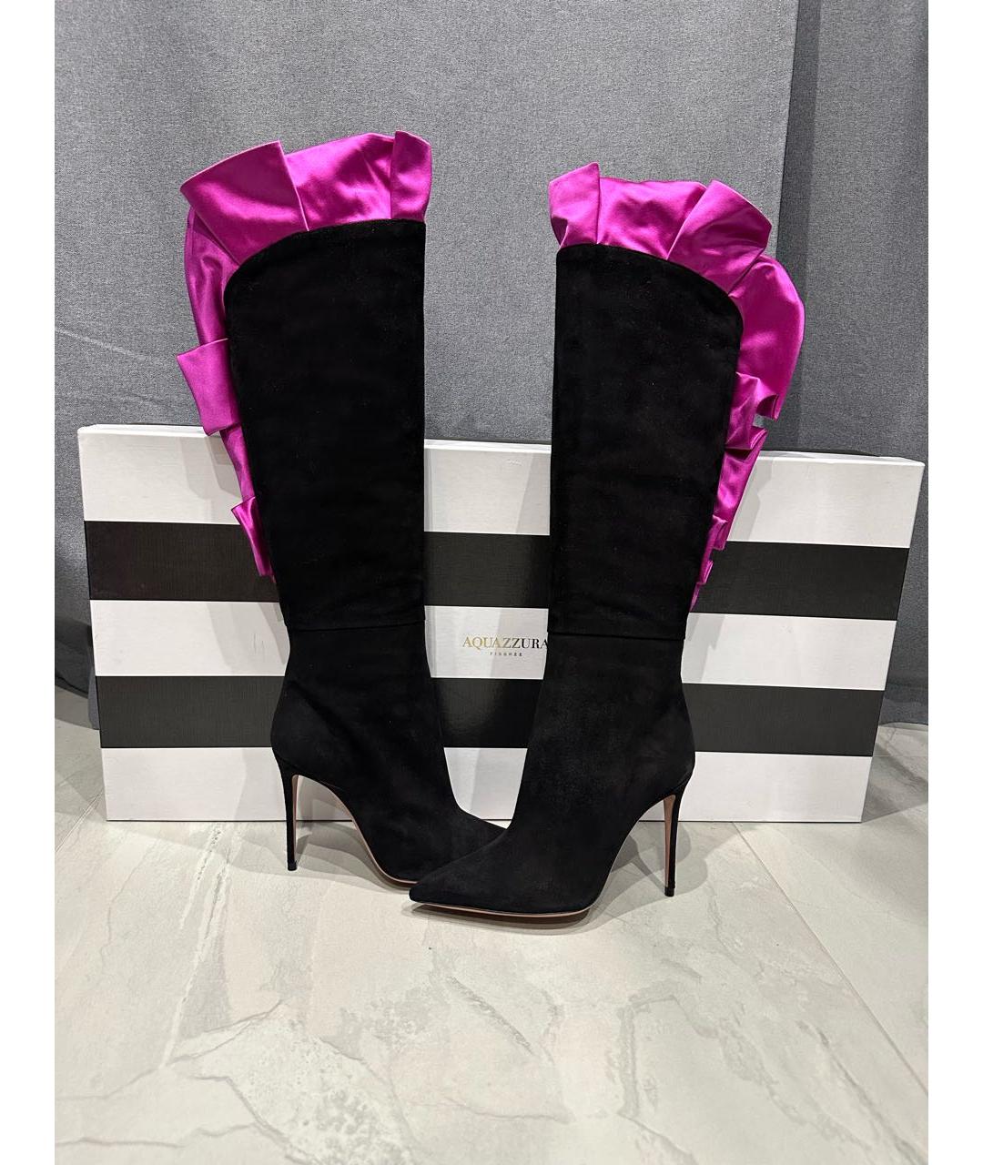 AQUAZZURA Черные замшевые сапоги, фото 4