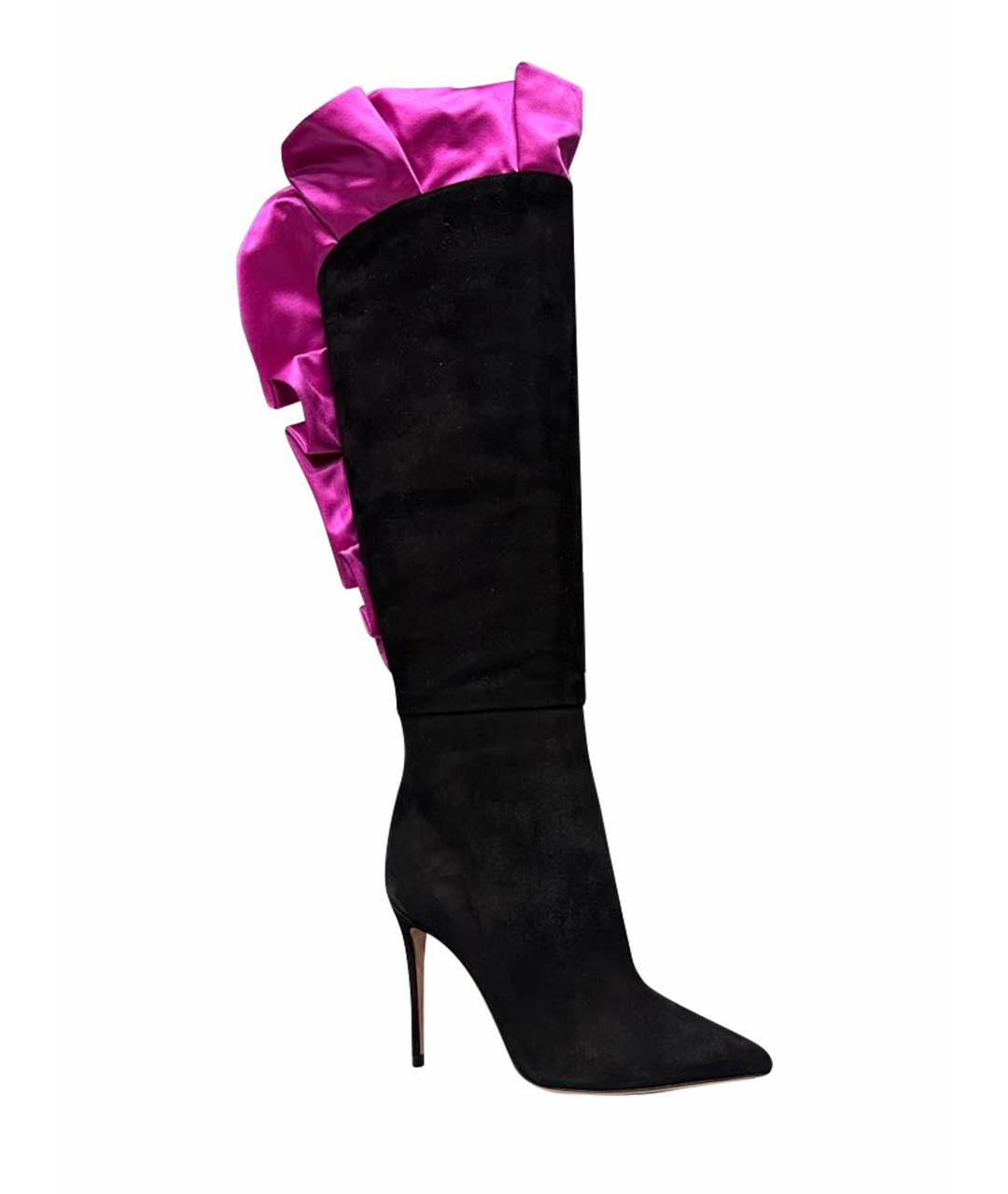 AQUAZZURA Черные замшевые сапоги, фото 1