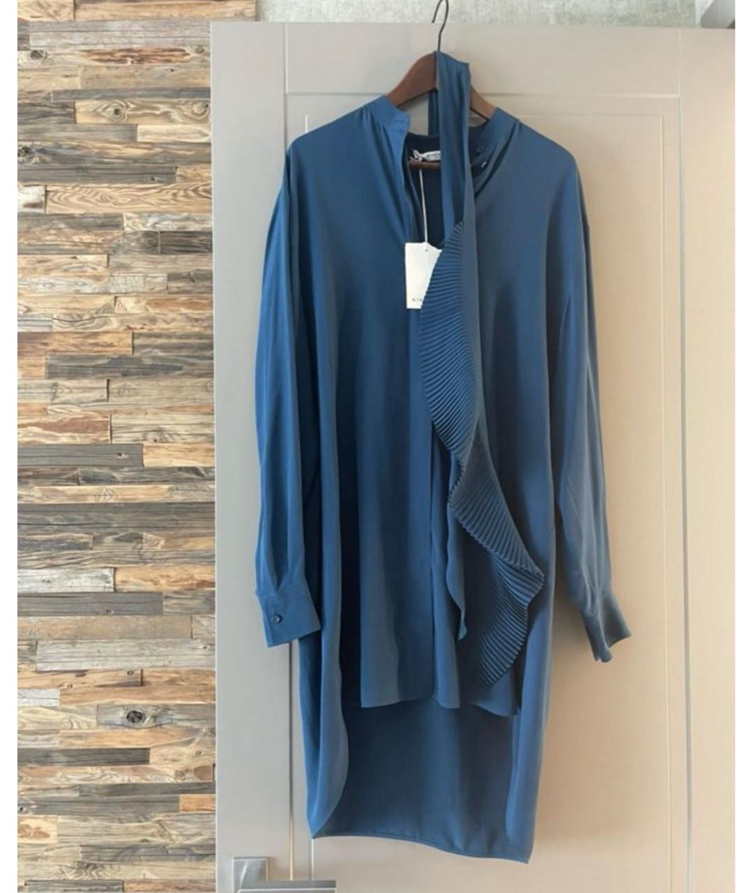 GIVENCHY Темно-синее шелковое повседневное платье, фото 3