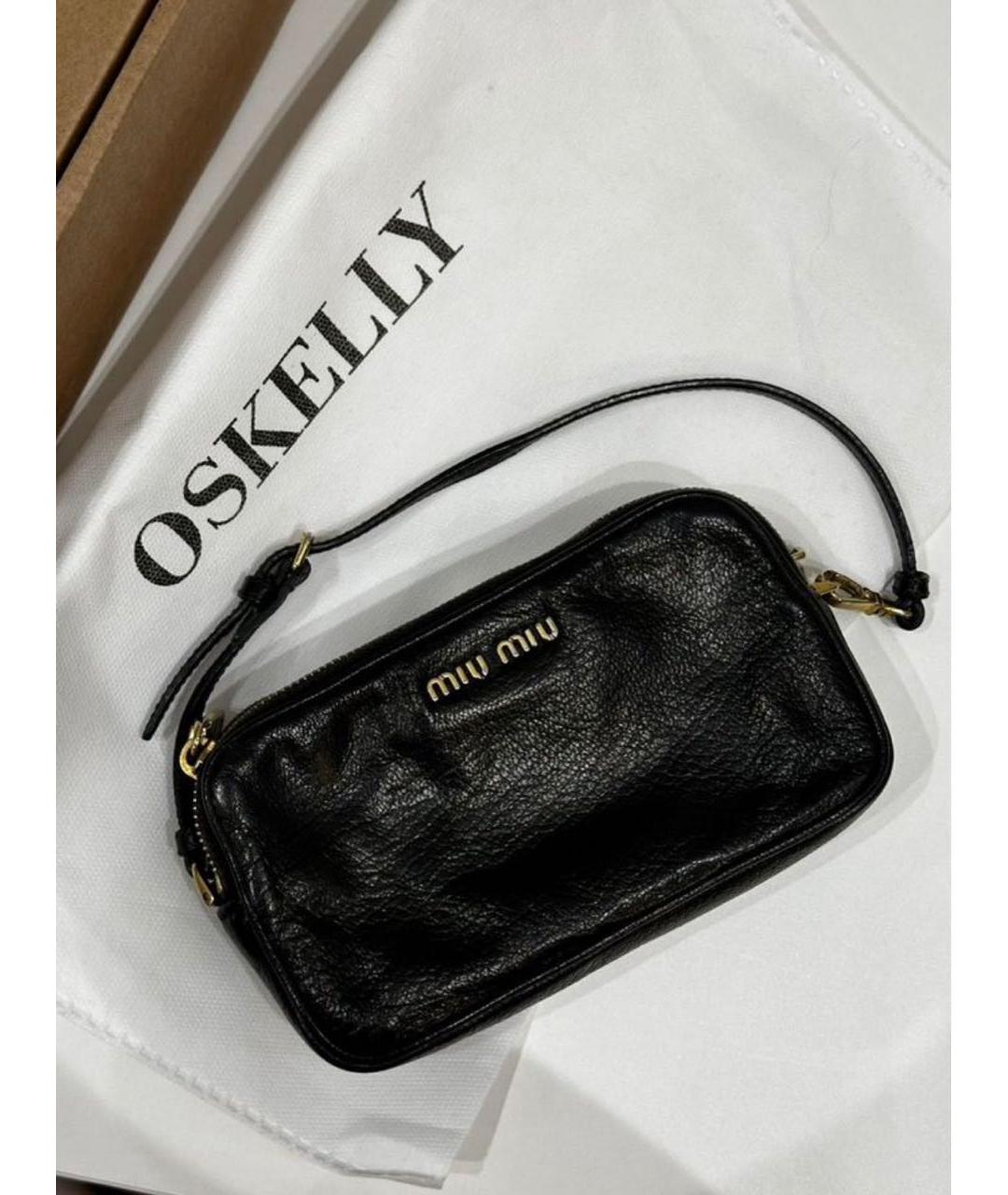 MIU MIU Черная кожаная сумка с короткими ручками, фото 3