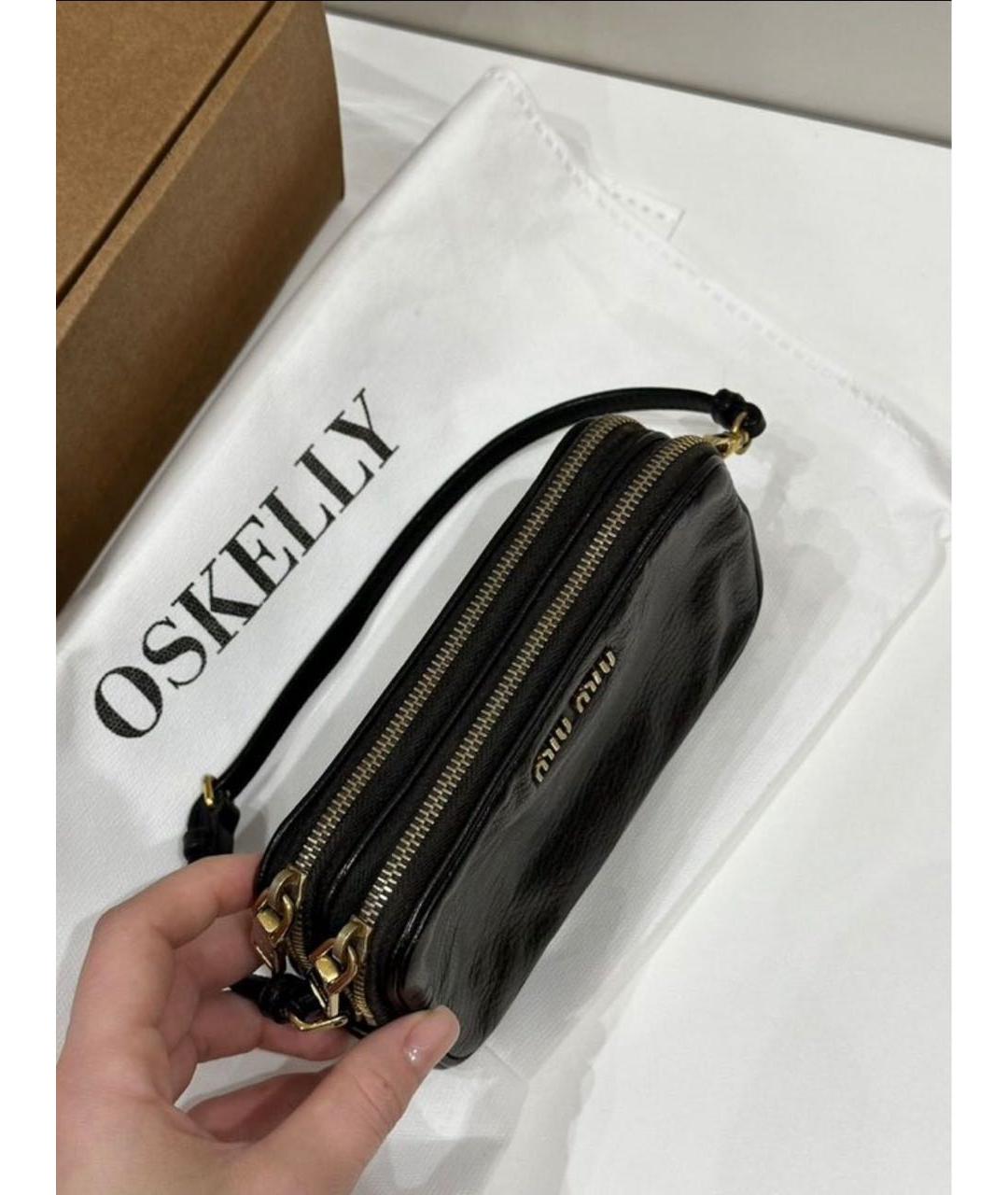 MIU MIU Черная кожаная сумка с короткими ручками, фото 4