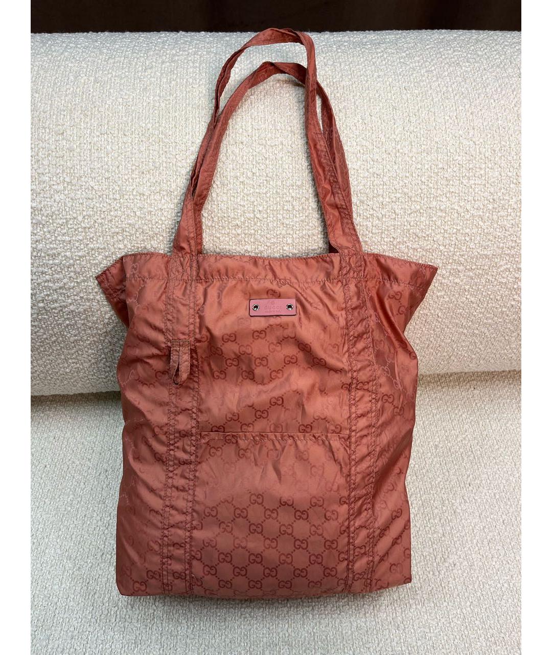 GUCCI Коралловая синтетическая сумка с короткими ручками, фото 5