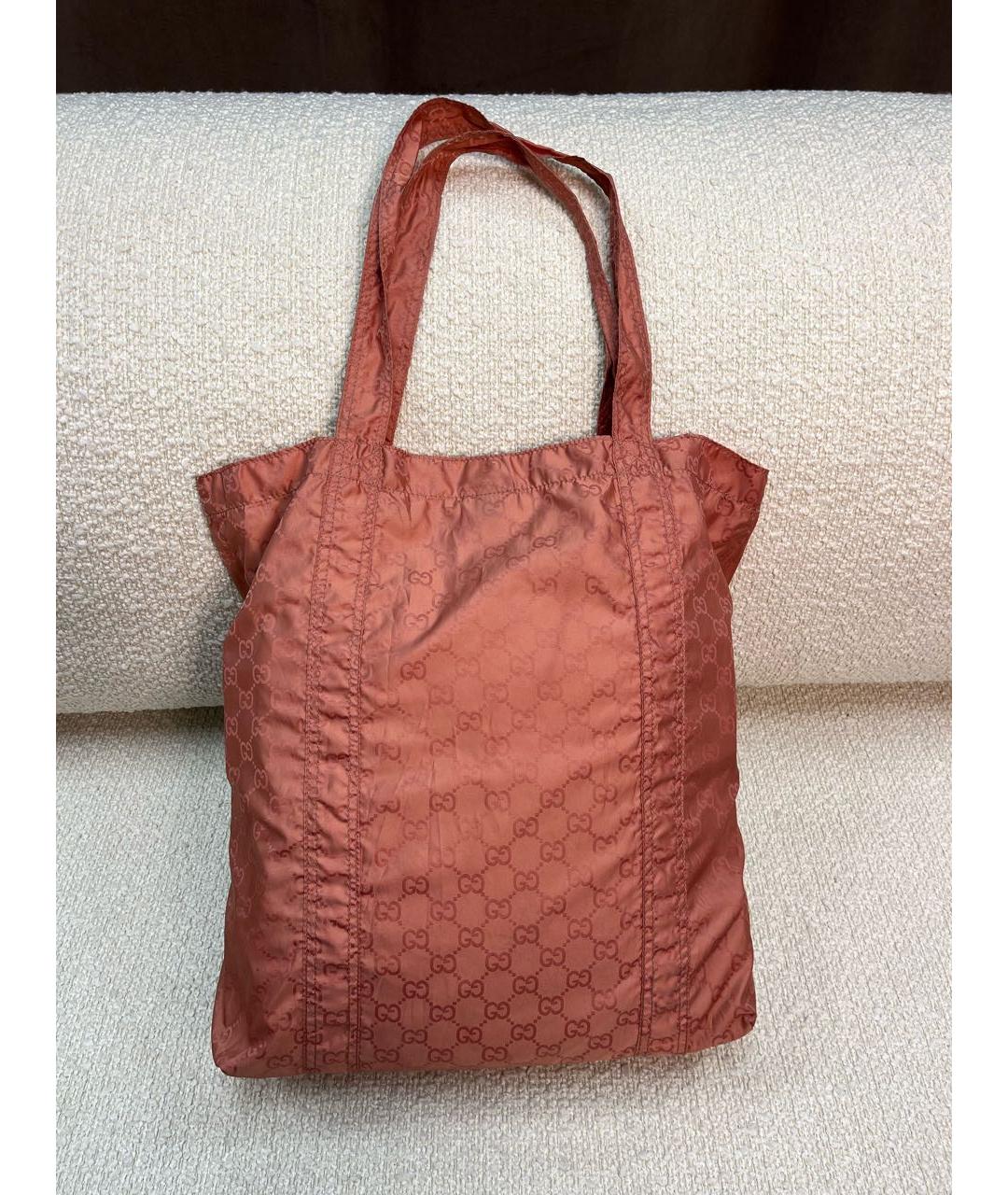 GUCCI Коралловая синтетическая сумка с короткими ручками, фото 6