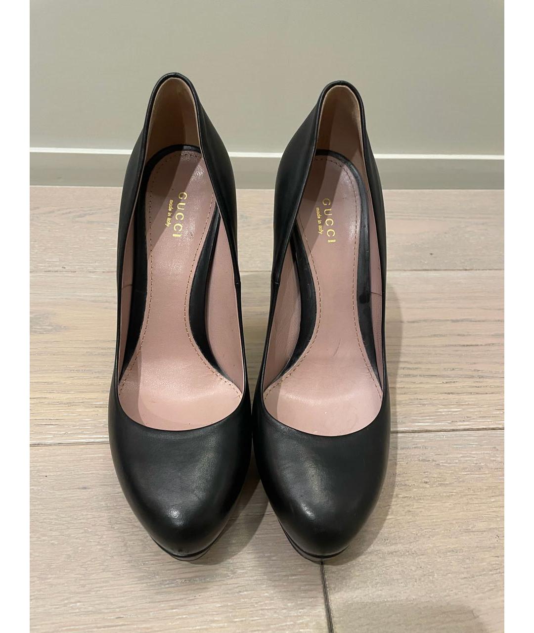 GUCCI Черные кожаные туфли, фото 2