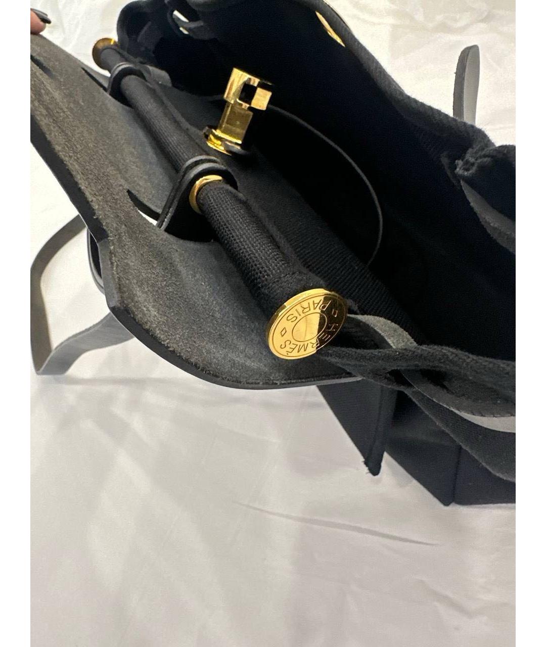 HERMES Темно-синяя тканевая сумка через плечо, фото 5