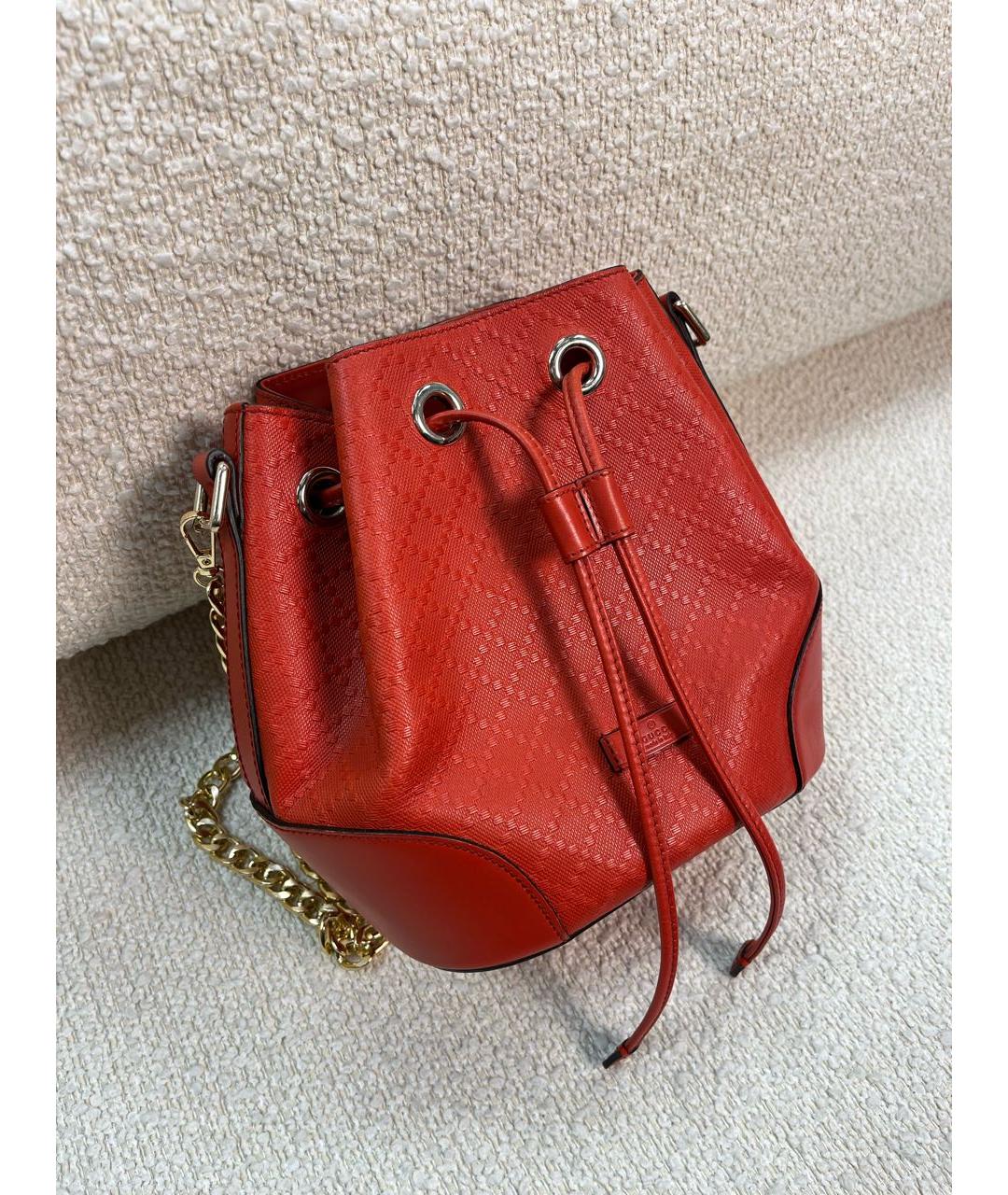 GUCCI Оранжевая кожаная сумка с короткими ручками, фото 2