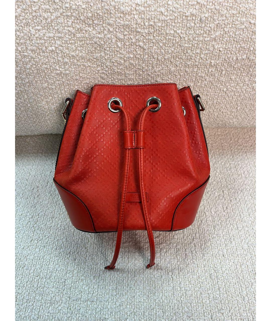 GUCCI Оранжевая кожаная сумка с короткими ручками, фото 9