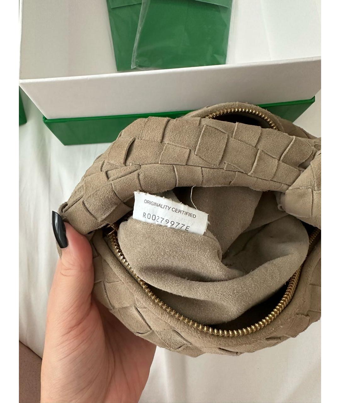 BOTTEGA VENETA Бежевая замшевая сумка с короткими ручками, фото 7