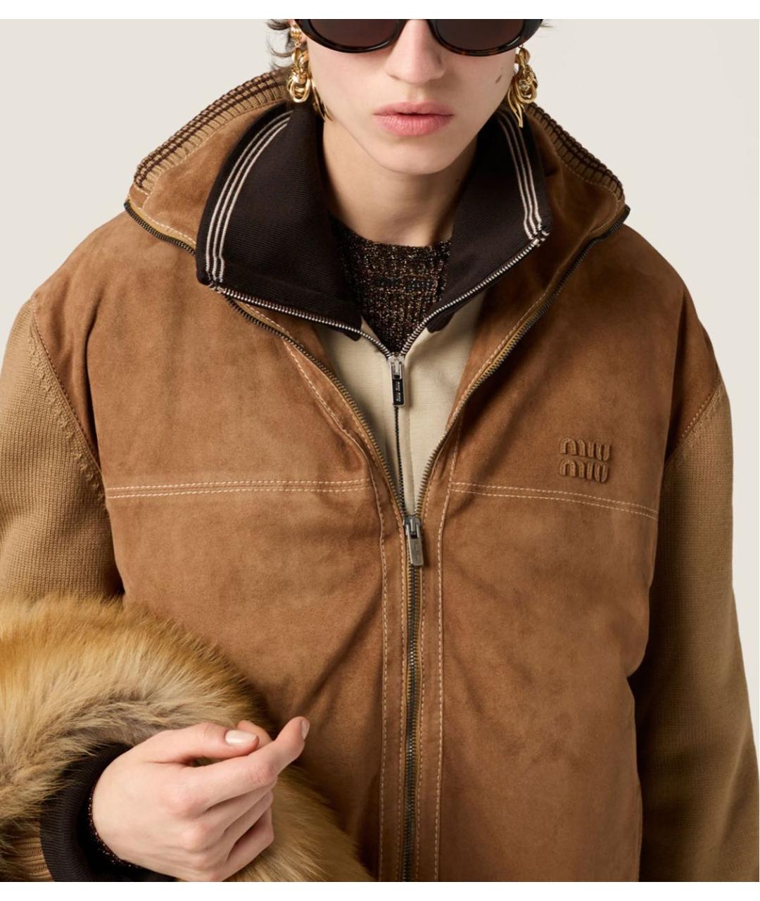 MIU MIU Коричневая замшевая куртка, фото 2