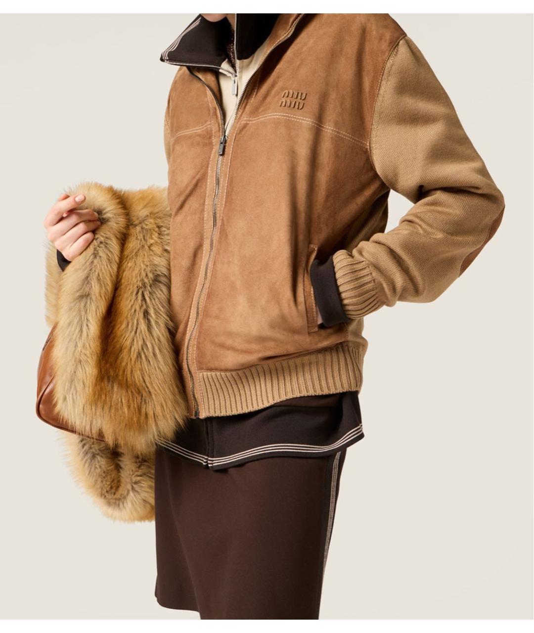 MIU MIU Коричневая замшевая куртка, фото 3