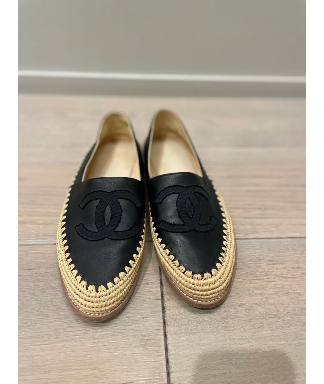 CHANEL Черные кожаные эспадрильи, фото 2