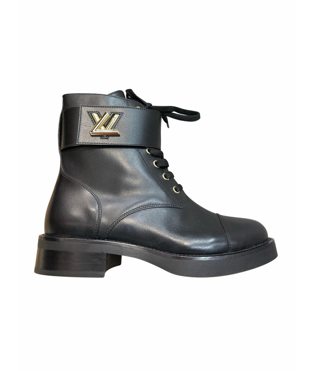 LOUIS VUITTON Черные кожаные ботинки, фото 1
